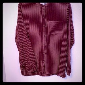 Burgundy and white striped tunic